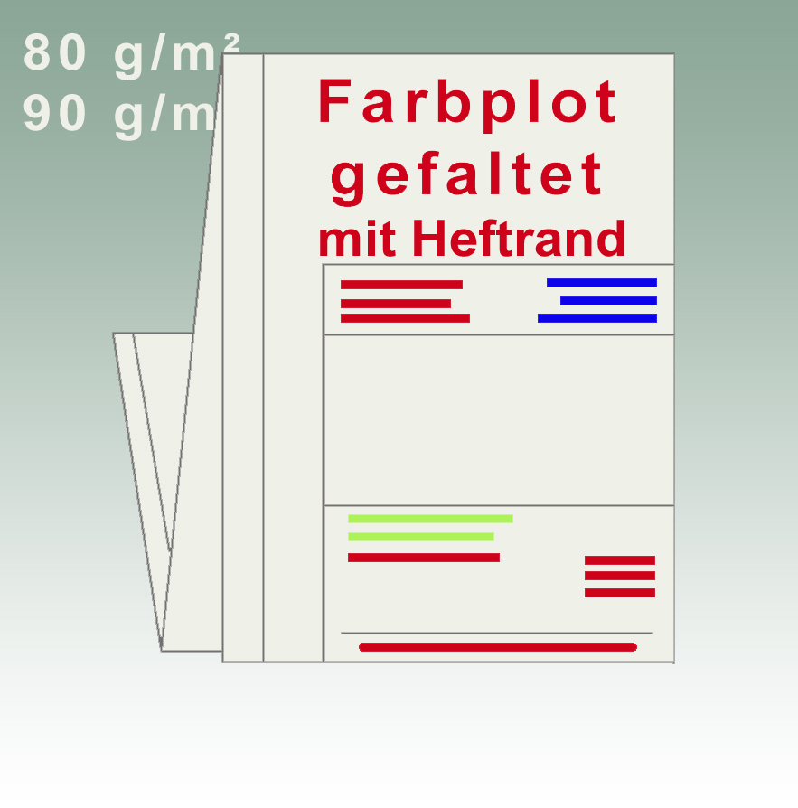 Farbplot gefaltet mit Heftrand